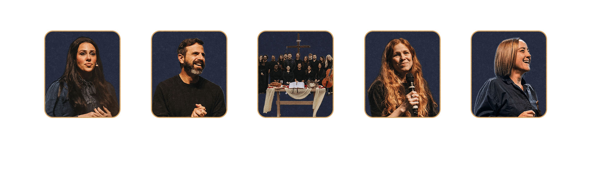 Horizontal row of images featuring Jessica Koulianos, Michael Koulianos, Jesus Image leadership team, Steffany Gretzinger, and Christine Caine